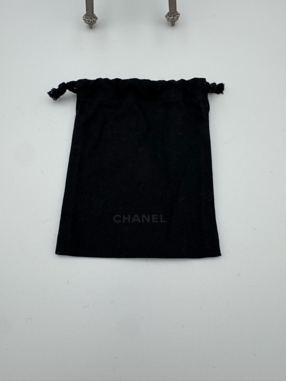 CHANEL Black Drawstring Pouch with Subtle Logo